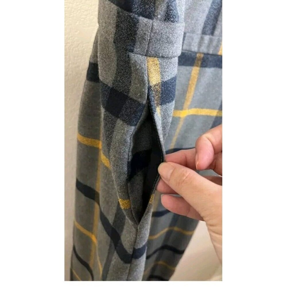 ModCloth Wide Leg Jumpsuit Cropped Gray Black Yellow Plaid Plenty Of Panache - Picture 6 of 10